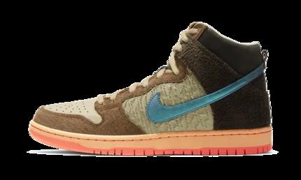Chaussures - skate - mixte - montantes - sb dunk high - marron/bleu-orange