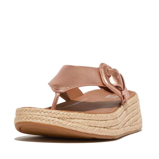 FitFlop F-Mode Espadrille Adj. Sandales à bride plate en cuir