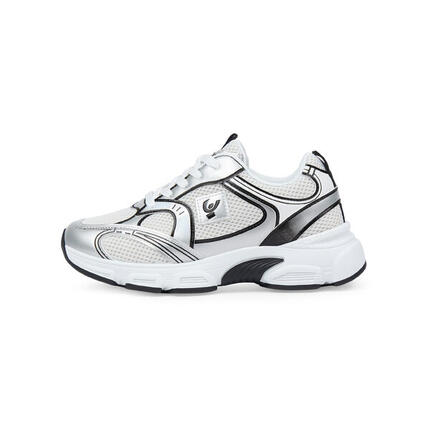 Sneakers en mesh et en simili cuir avec passepoils contrastés