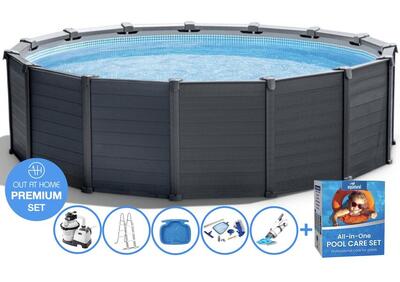 Ø 478 x 124 cm intex graphite panel premium zwembad set – rond
