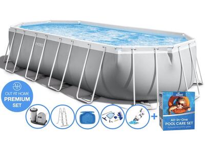 610 x 305 x 122 cm intex prism frame premium zwembad set - ovaal