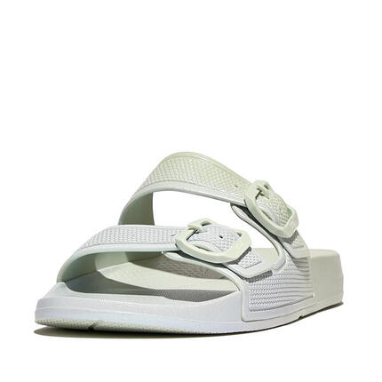FITFLOP FitFlop Iqushion Iridescent Two-Bar Buckle Slides SALIE/SKYWASH-BLAUW