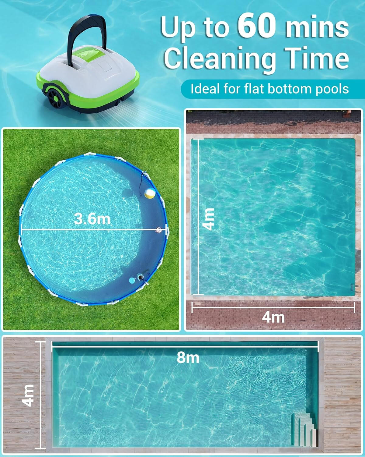 Robot piscine Osprey200 sans fil, nettoyage automatique 50 min, filtre 180µ 3/6