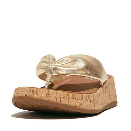 FITFLOP FitFlop F-Mode Leather-Twist Flatform Toe-Thongs (Cork) PLATINO 39