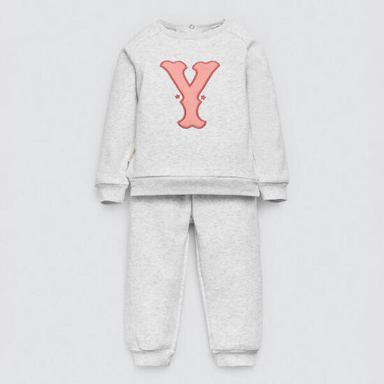 Ensemble bébé avec sweat-shirt imprimé gris et jogging