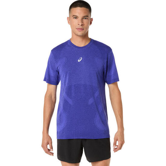 T Shirts Overhemden Heren - ASICS Road Seamless SS Top - Cobalt/Eggplant