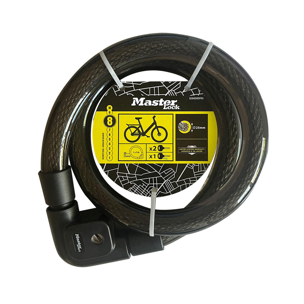 Master Lock Cable Lock Keyed 1m Cable - Braided Steel