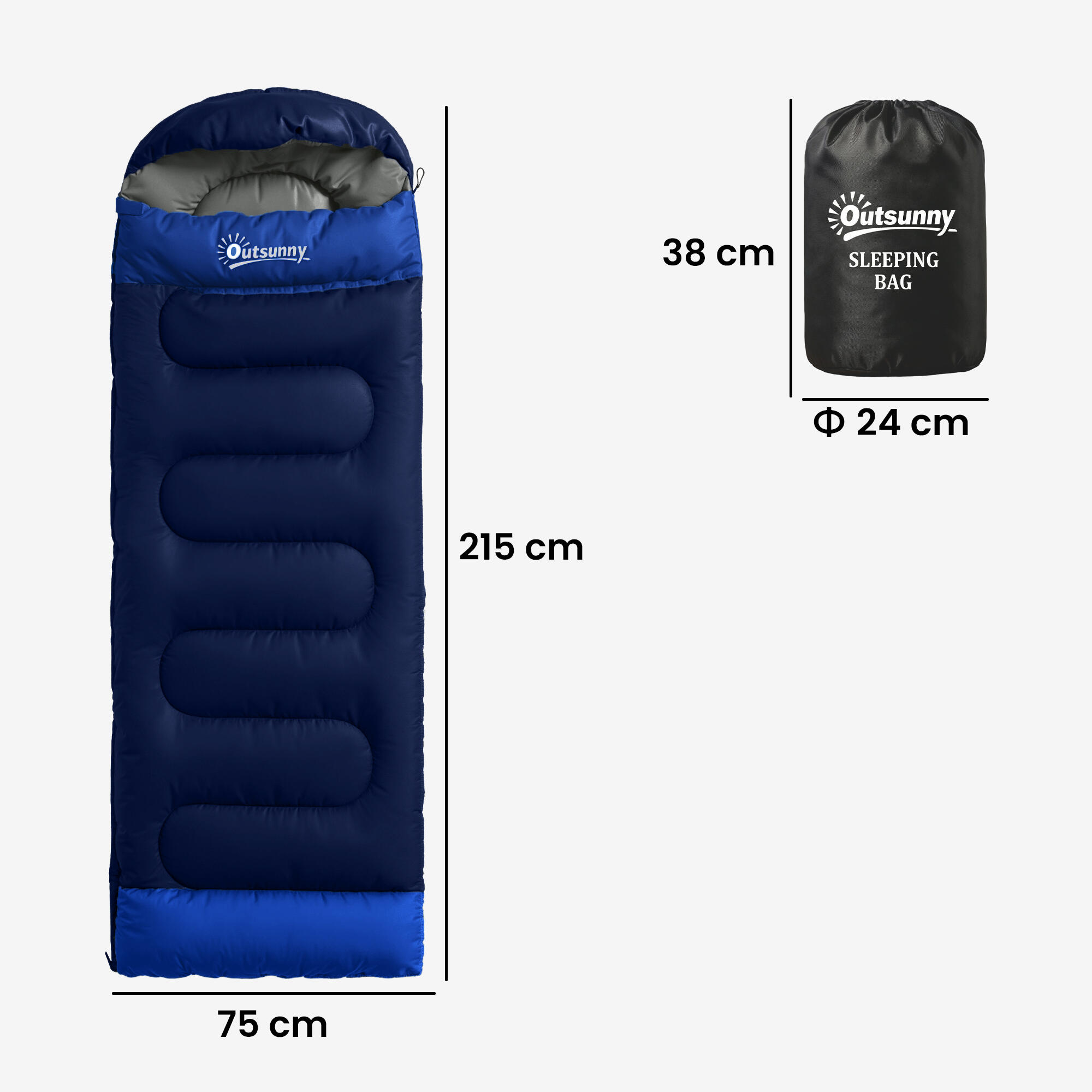 Saco-cama 215x75x10 cm azul-marinho Outsunny 3/5