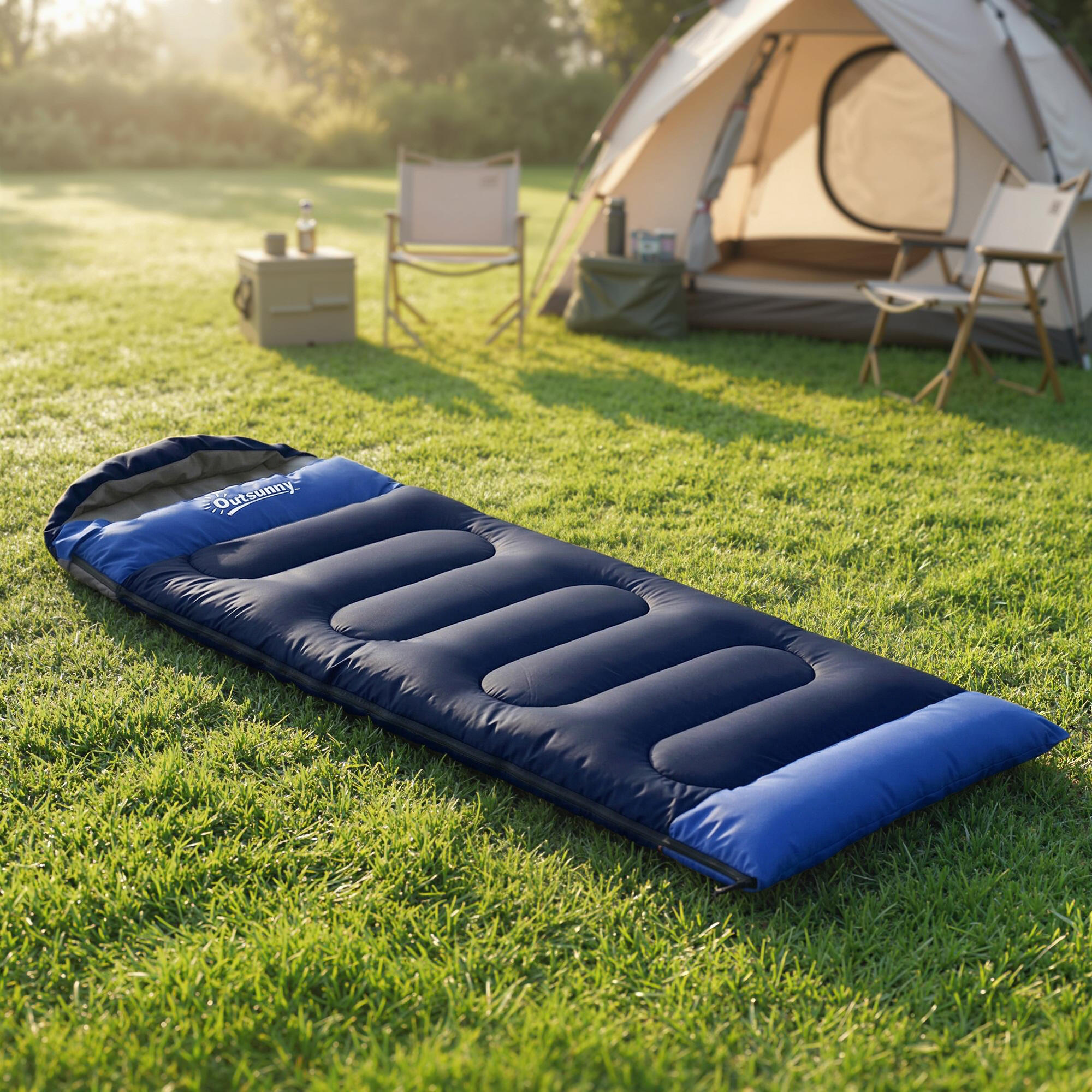 Saco-cama 215x75x10 cm azul-marinho Outsunny 2/5