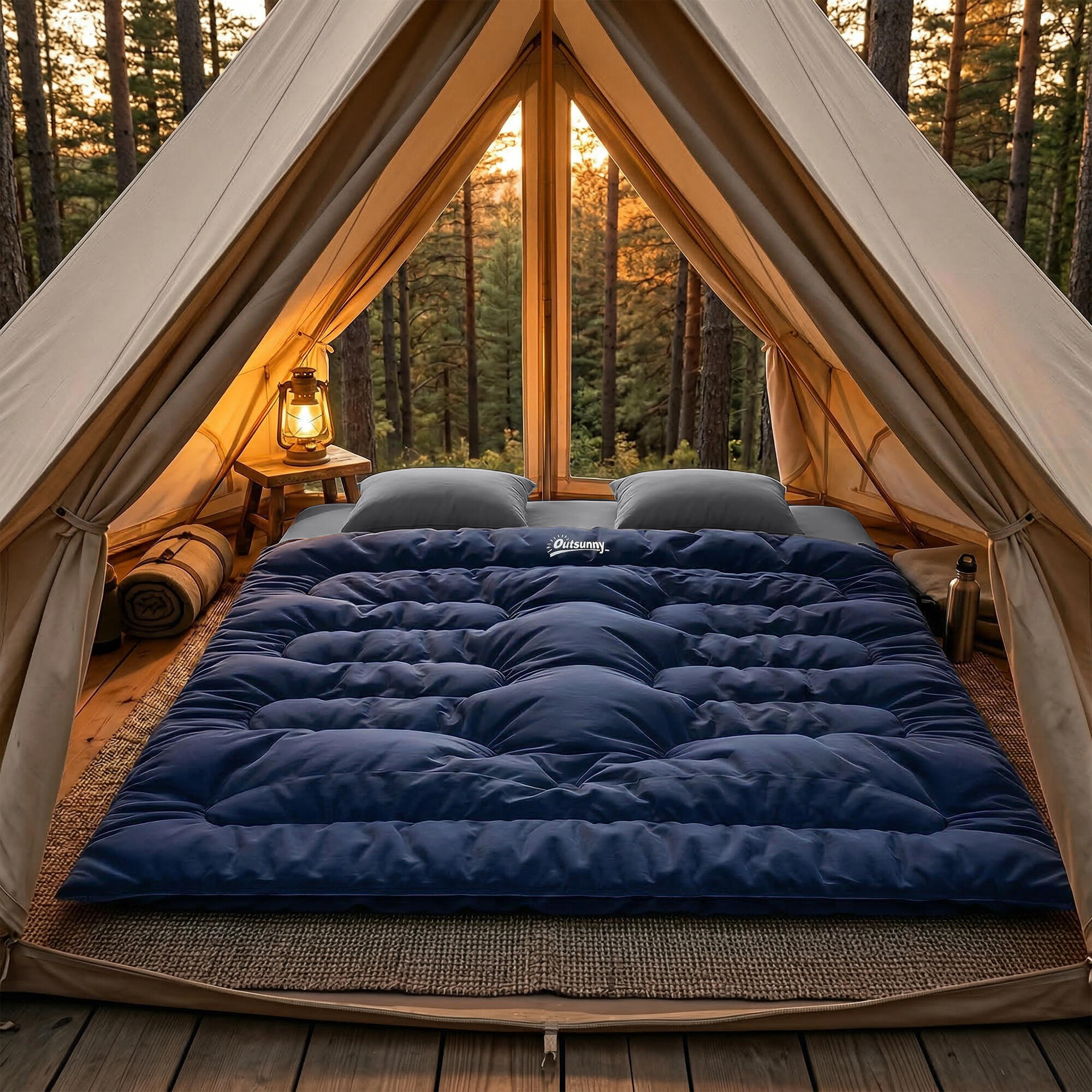 Saco-cama 220x160x10 cm azul escuro Outsunny 5/5
