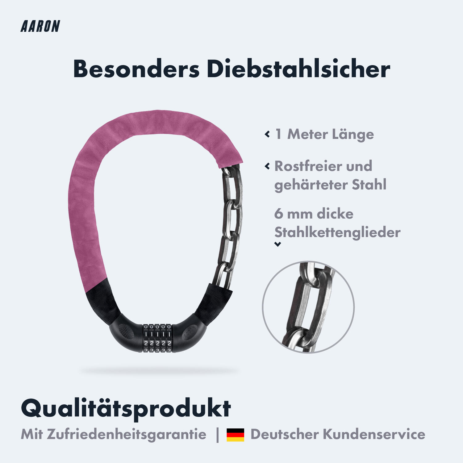 Lock One Fahrradschloss mit 5-stelligem Zahlencode - Berry 2/7