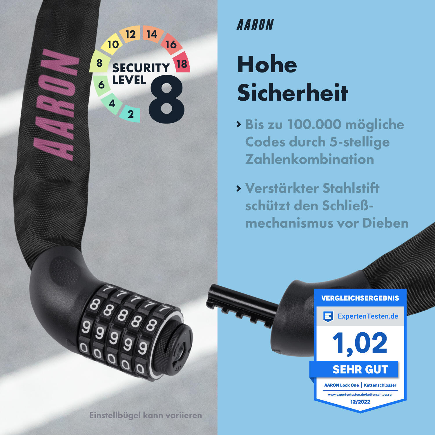 Lock One Fahrradschloss mit 5-stelligem Zahlencode - Berry 4/7