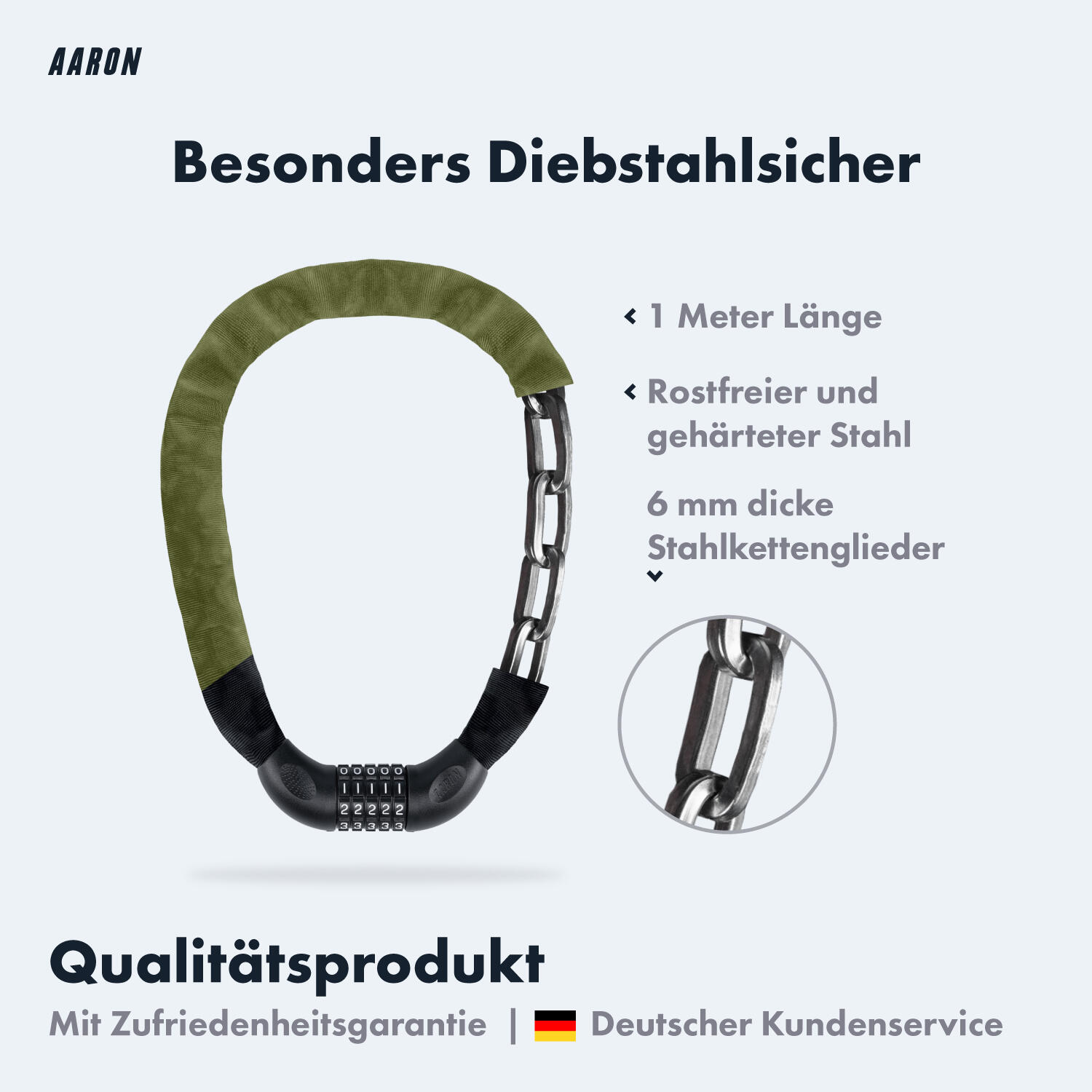 Lock One Fahrradschloss mit 5-stelligem Zahlencode - Olivgrün 2/7