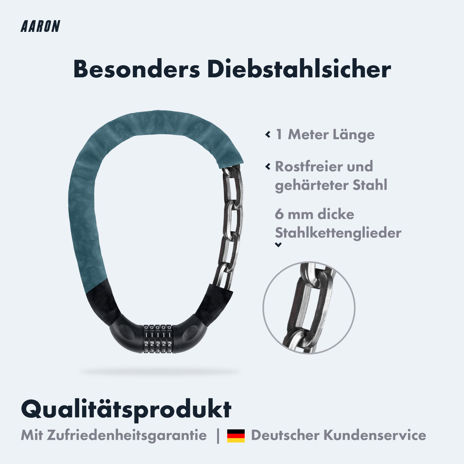 Lock One Fahrradschloss mit 5-stelligem Zahlencode - Graublau II 2/7