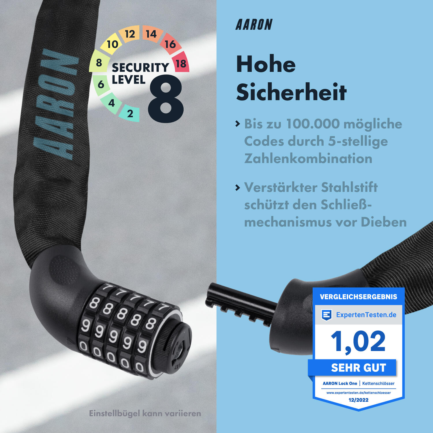 Lock One Fahrradschloss mit 5-stelligem Zahlencode - Graublau II 4/7