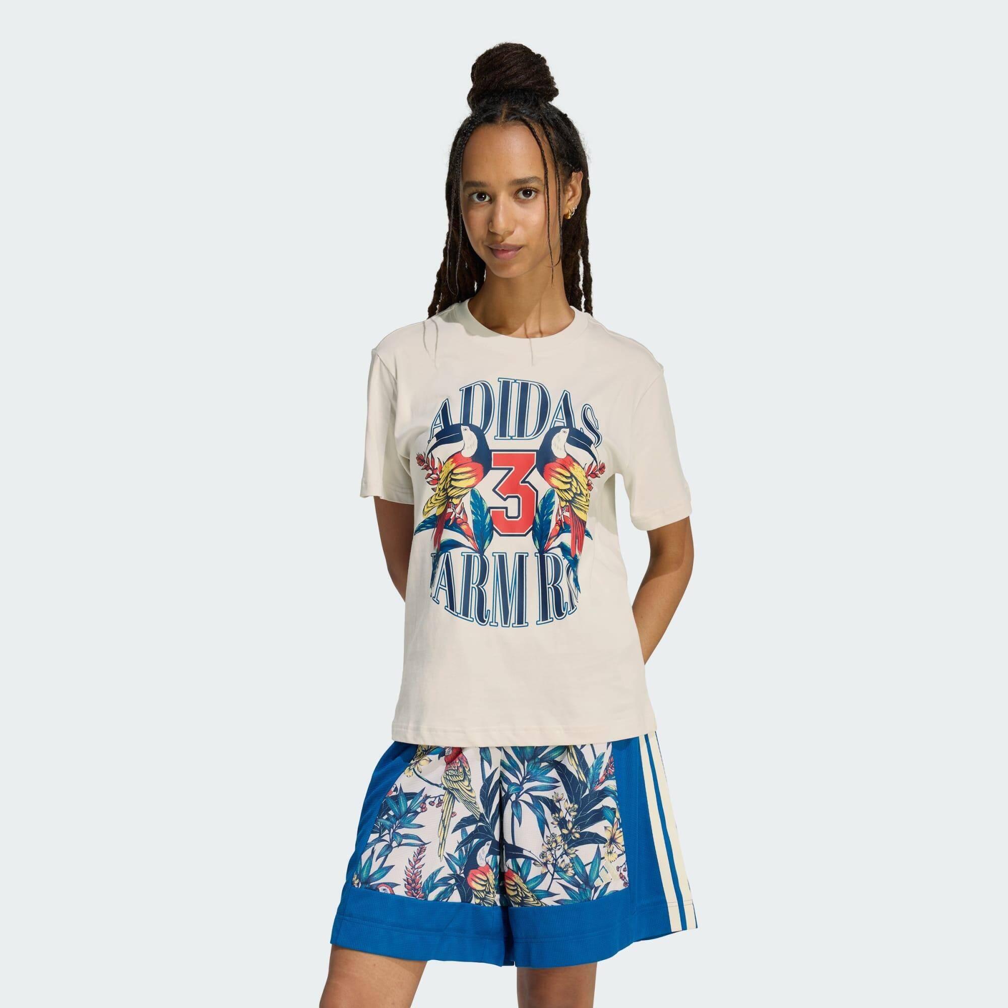Adidas FARM GFX TEE Women Training T-Shirts Grey -  2