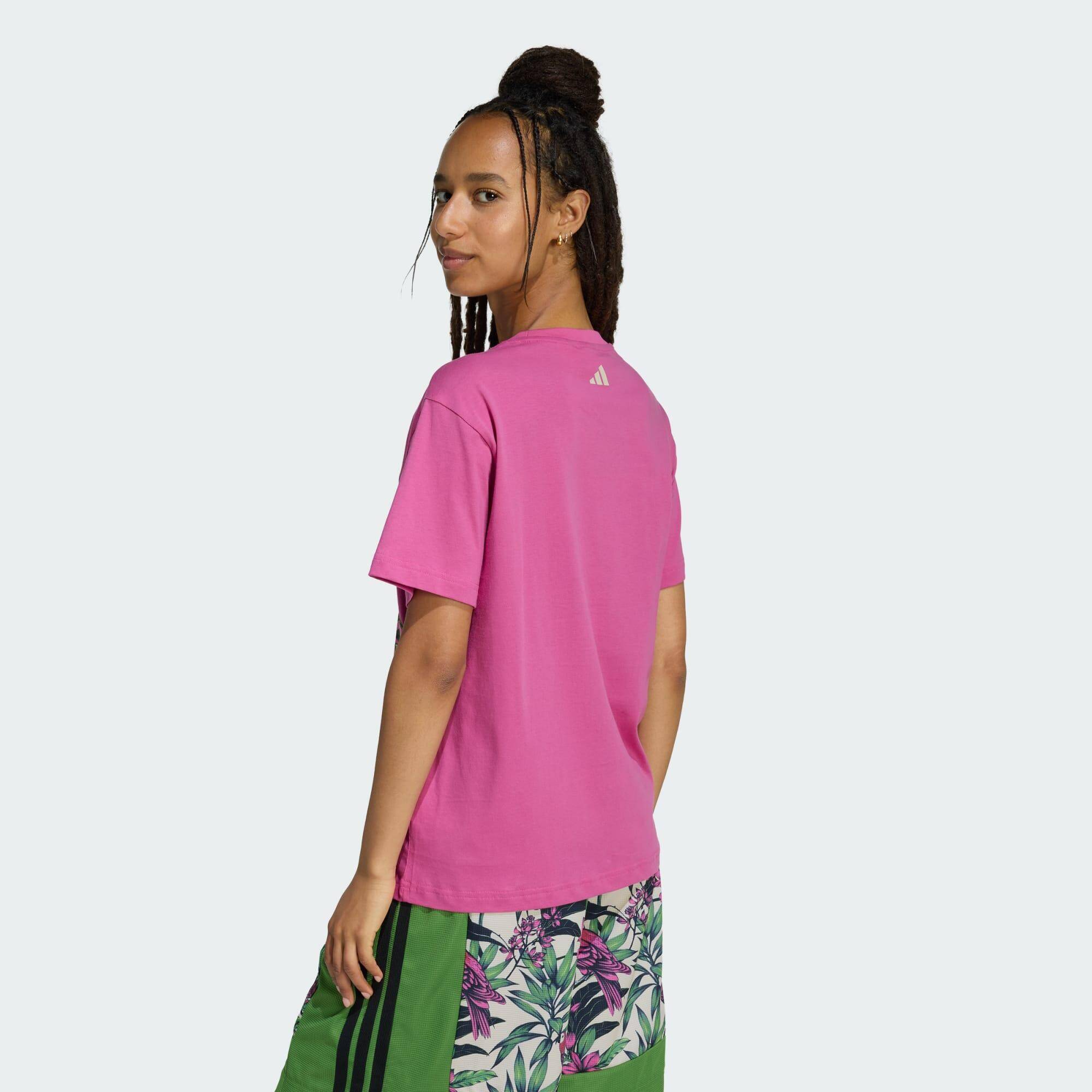 Adidas FARM GFX TEE Women Training T-Shirts Pink -  3