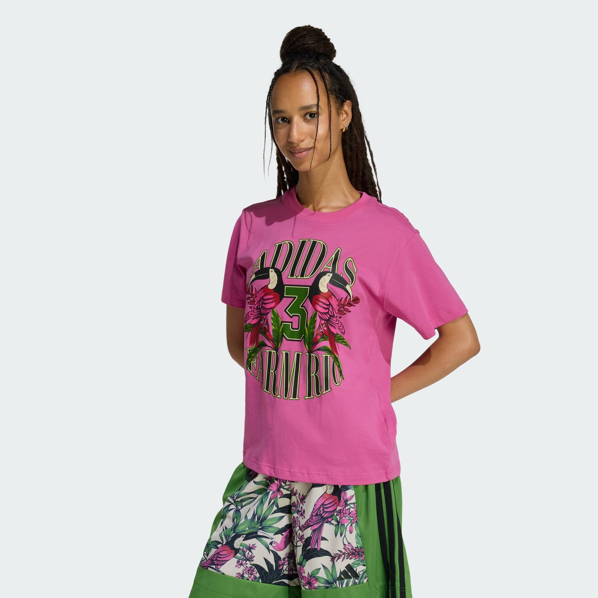 Adidas FARM GFX TEE Women Training T-Shirts Pink -  2