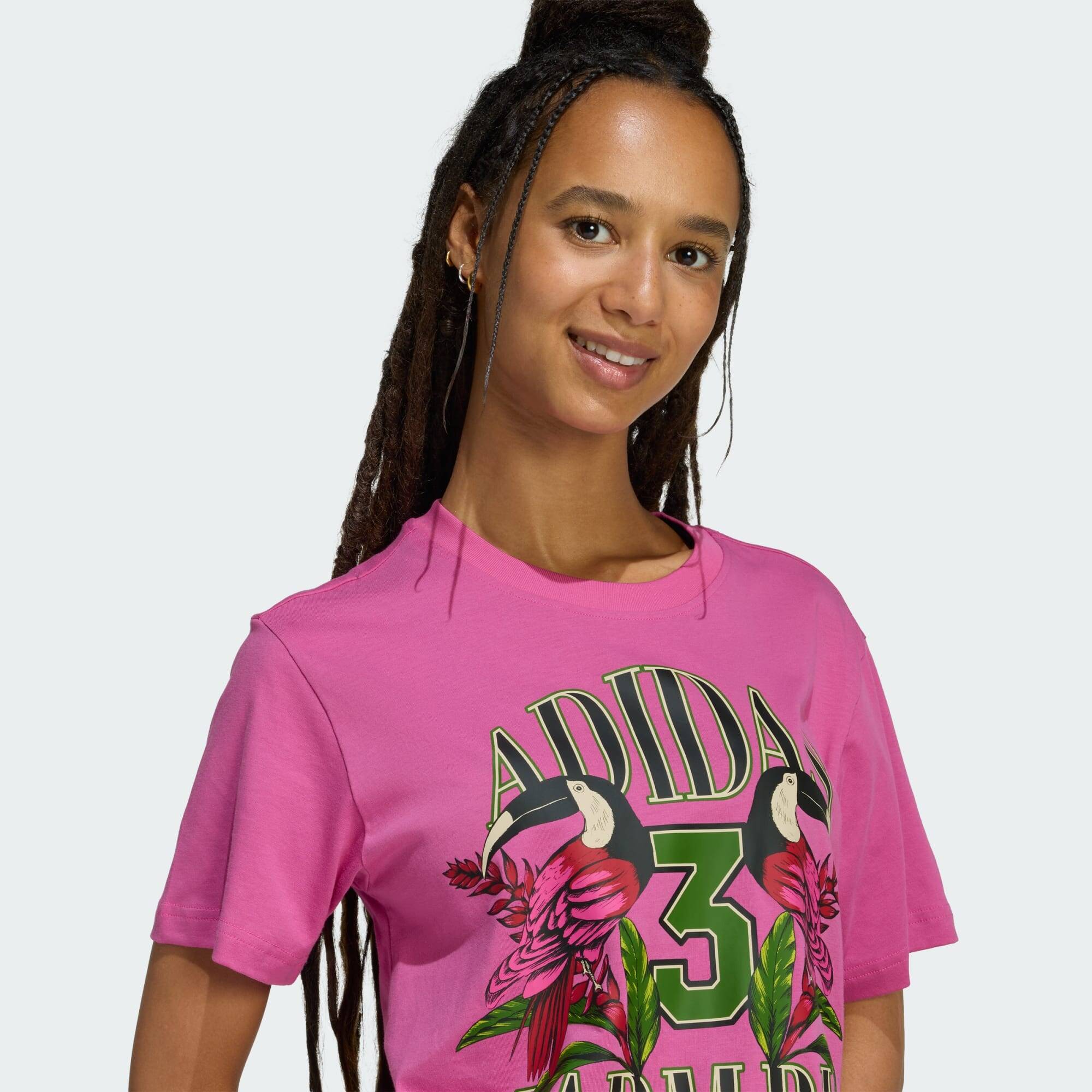 Adidas FARM GFX TEE Women Training T-Shirts Pink -  4