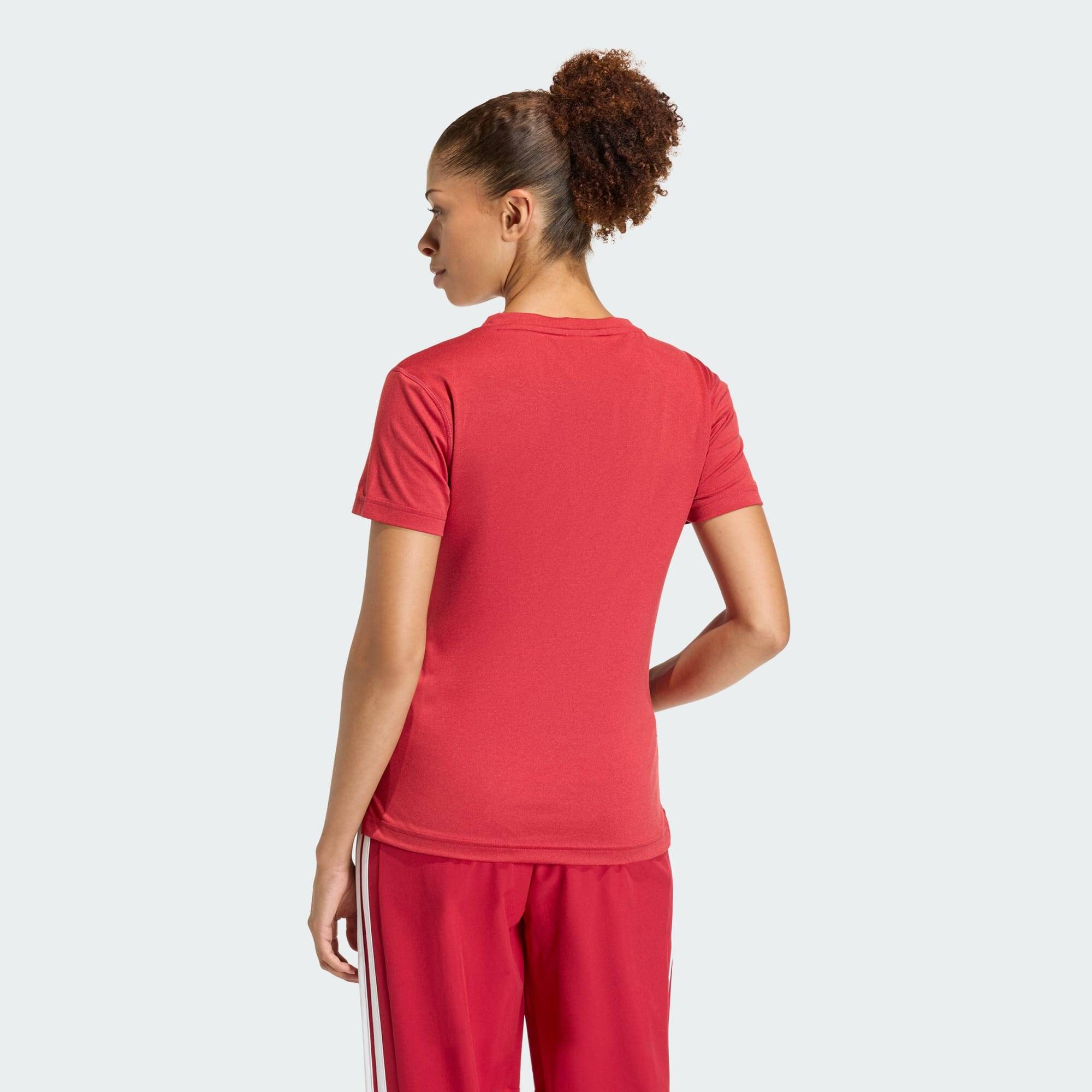 Adidas WE MIN V NK TEE Women Training T-Shirts Burgundy -  3