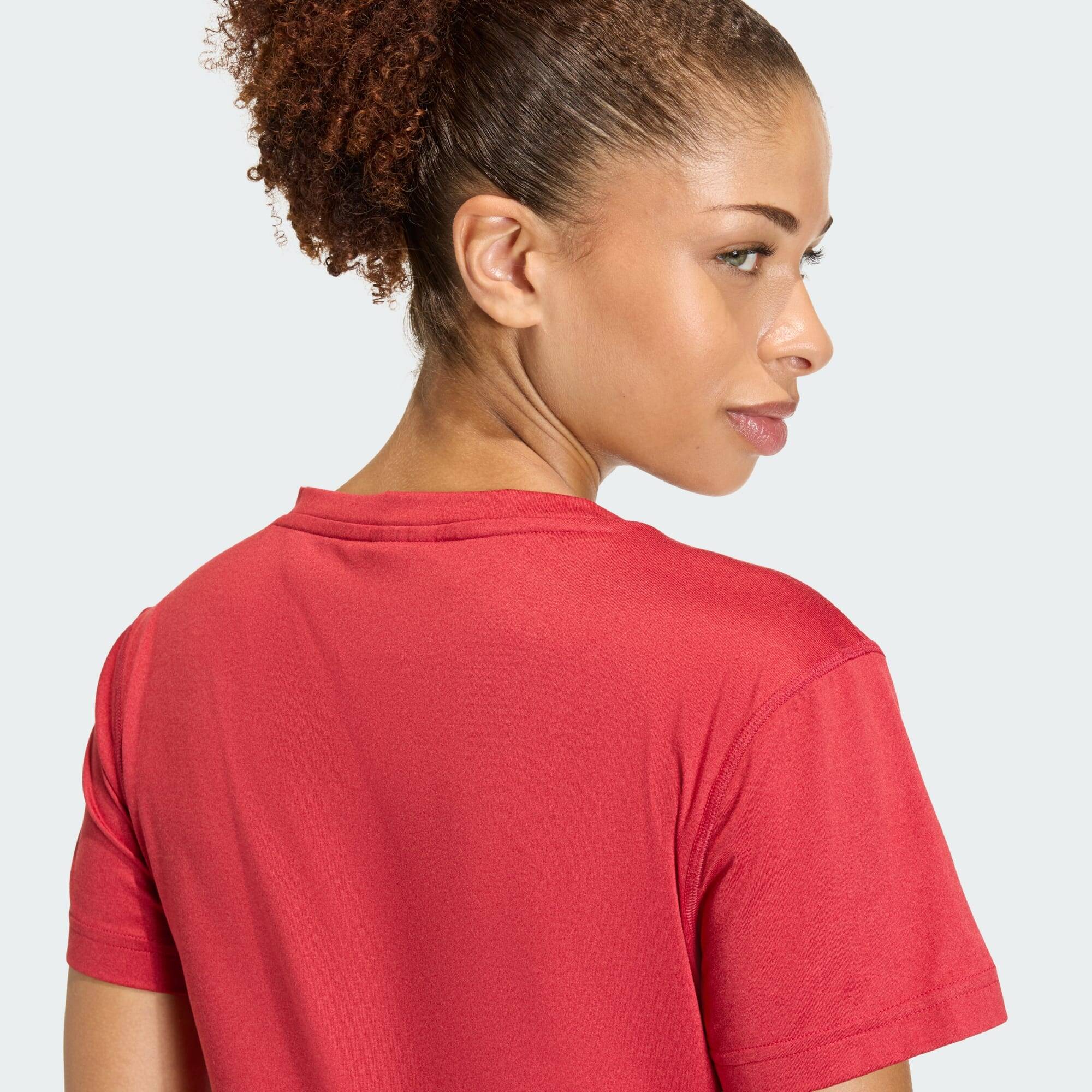 Adidas WE MIN V NK TEE Women Training T-Shirts Burgundy -  5