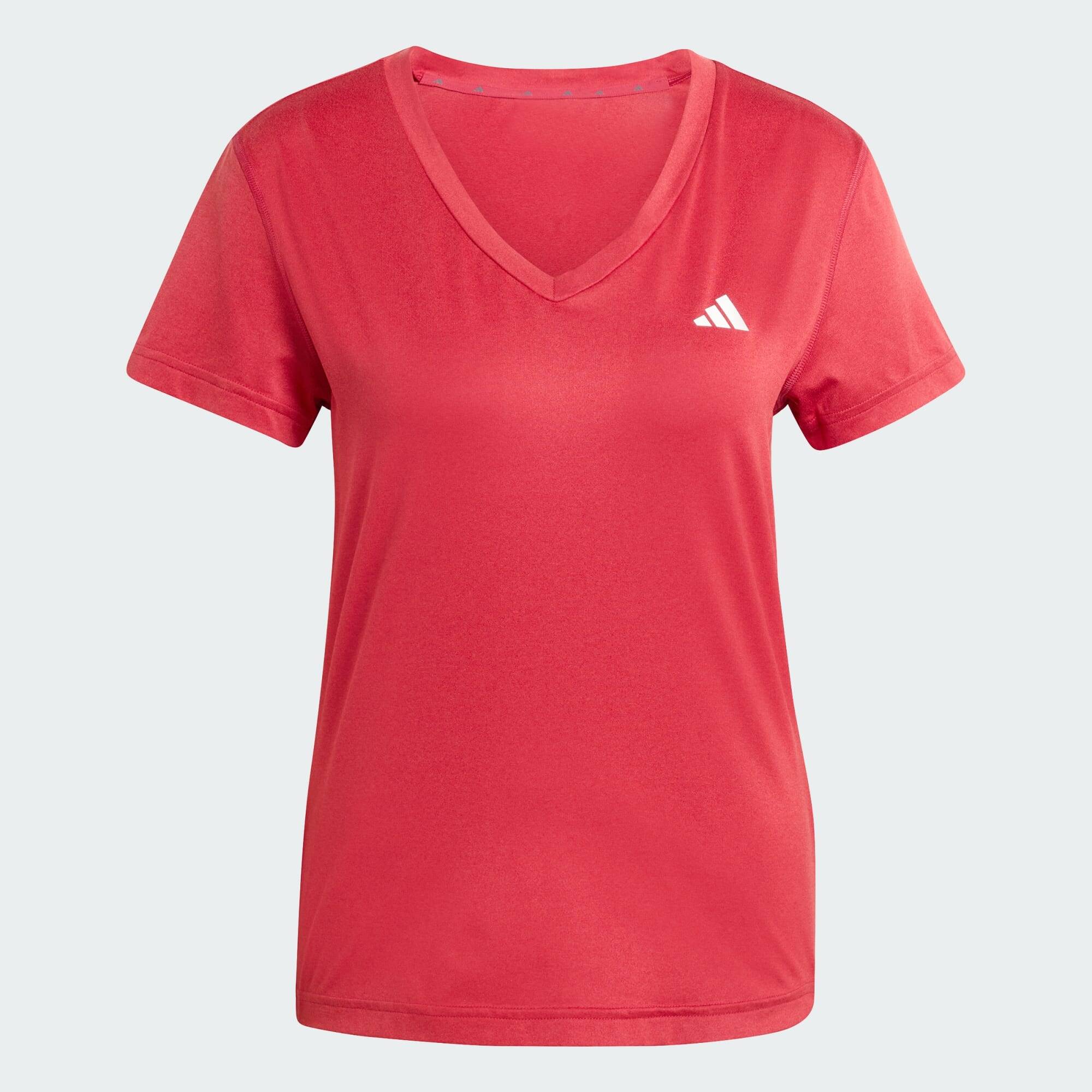 Adidas WE MIN V NK TEE Women Training T-Shirts Burgundy -  1