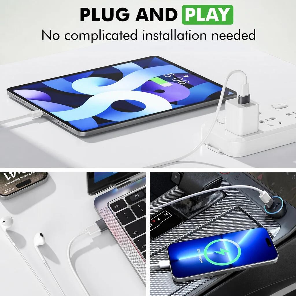 Zestaw adapterów USB-A do USB-C – 2 sztuki, szary 3/6