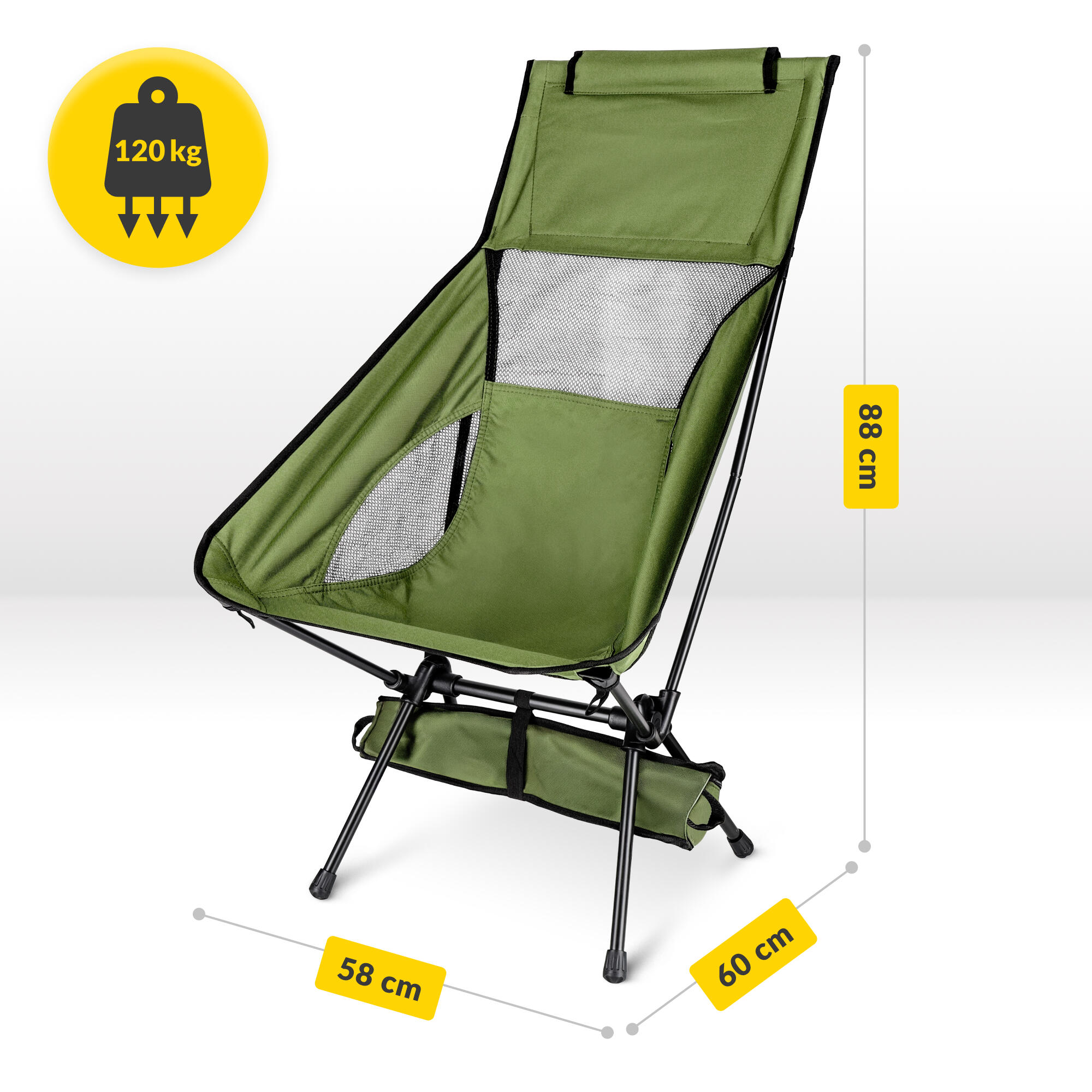 Campingstuhl Hoch Strandstuhl Klappbar Faltstuhl Outdoor MOUNTAIN GOAT 3/7