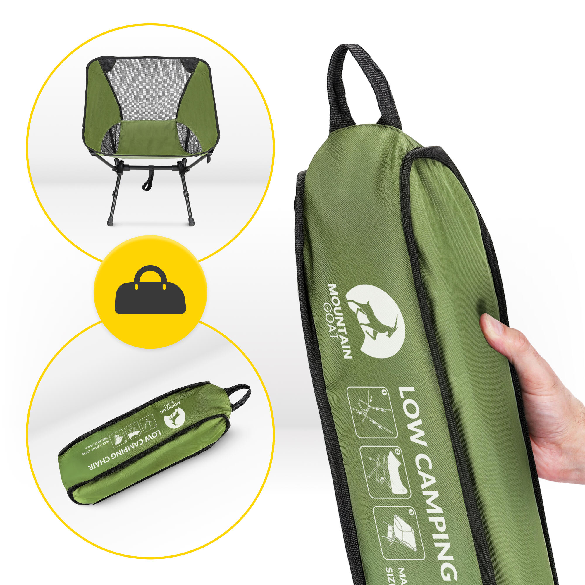 Strandstuhl Niedrig Campingsessel Klappbar Faltstuhl Outdoor MOUNTAIN GOAT 6/7