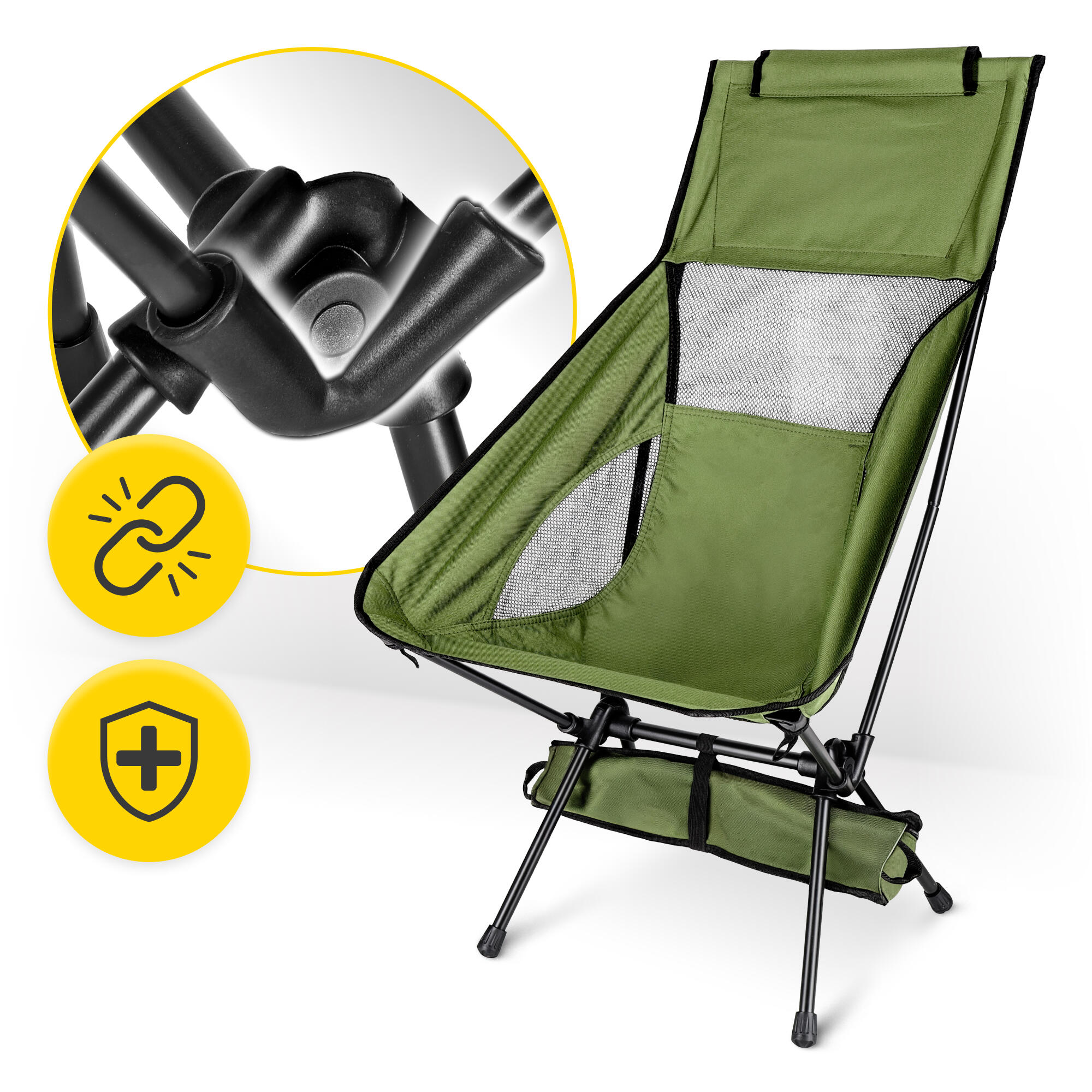 Campingstuhl Hoch Strandstuhl Klappbar Faltstuhl Outdoor MOUNTAIN GOAT 5/7