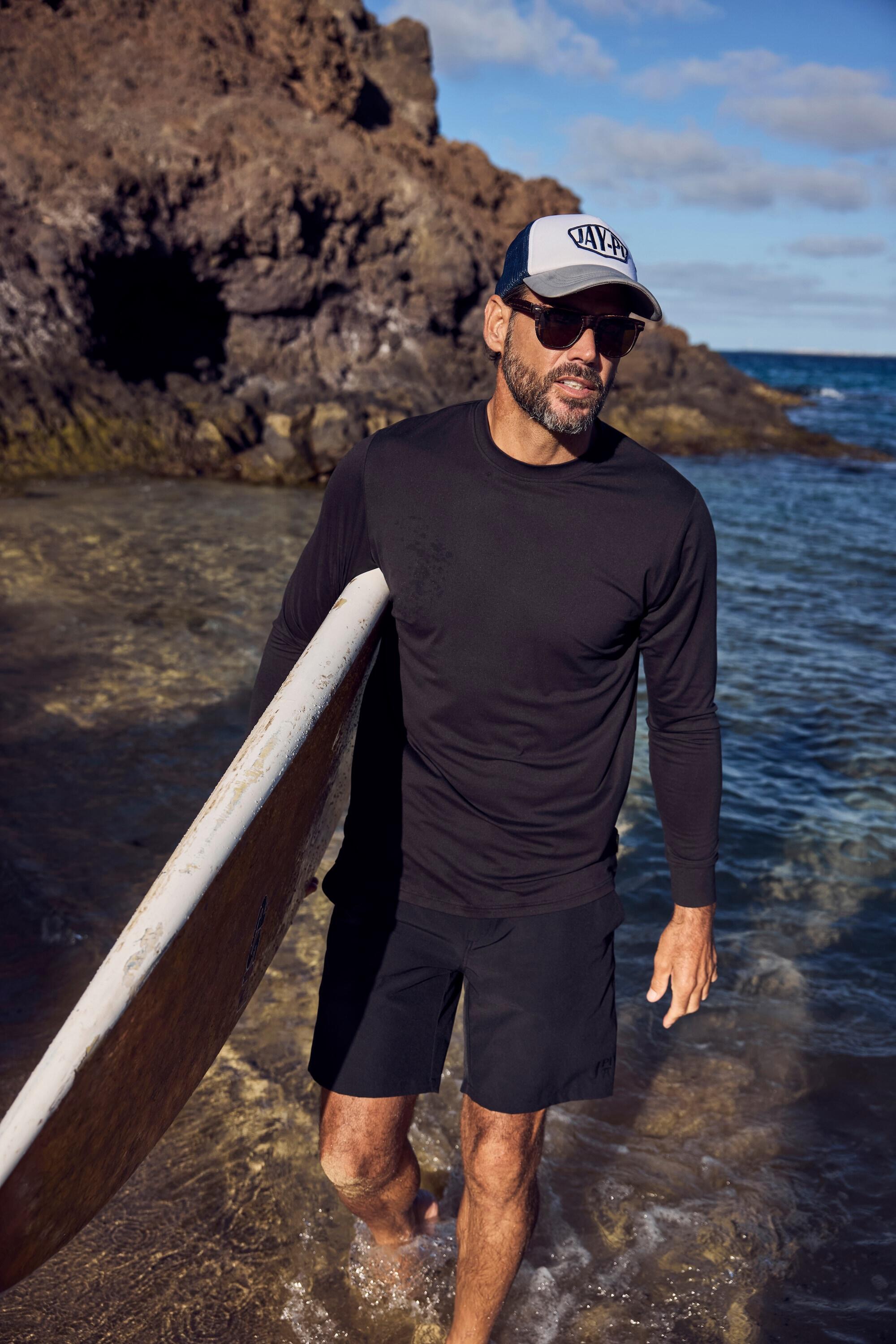 Hommes T-shirt de bain. Manches longues col rond et protection UV 50+ 5/5