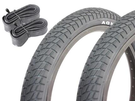 BMX Reifen SET KENDA 18 Zoll x 2,25 Zoll schwarz + Schlauch AV