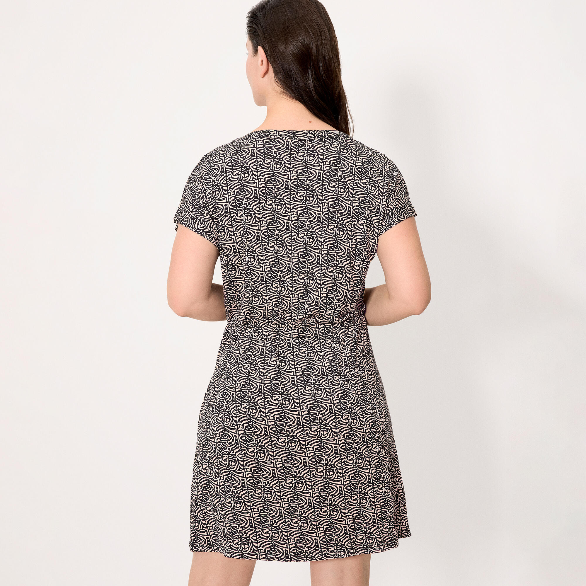 Vestido corto manga corta estampado 2/4