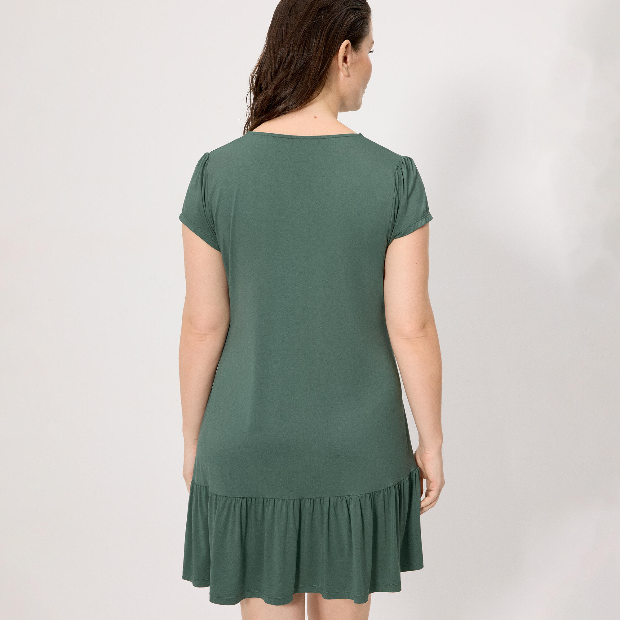 Vestido manga corta verde botella 2/5