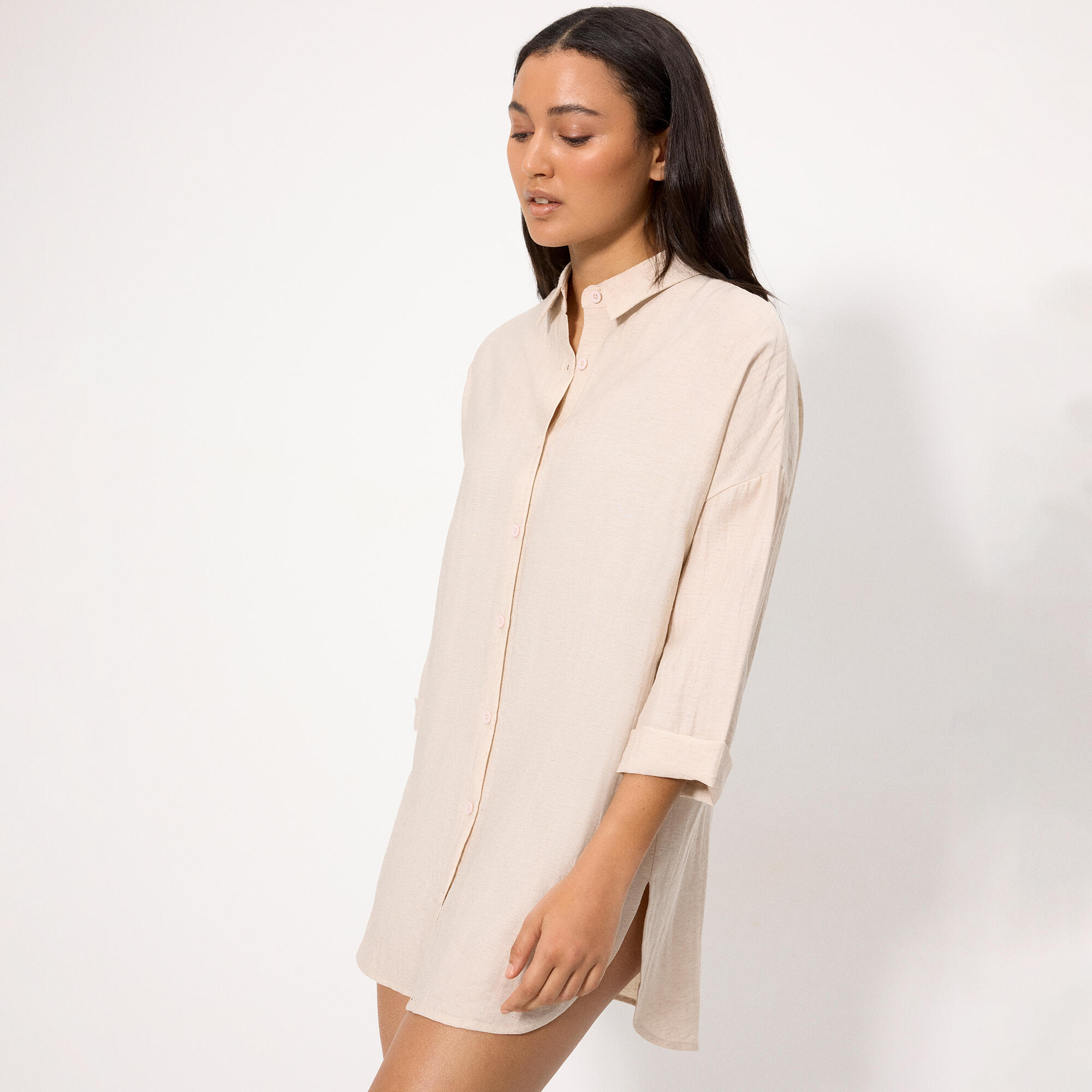 Camisa larga con lino 4/5
