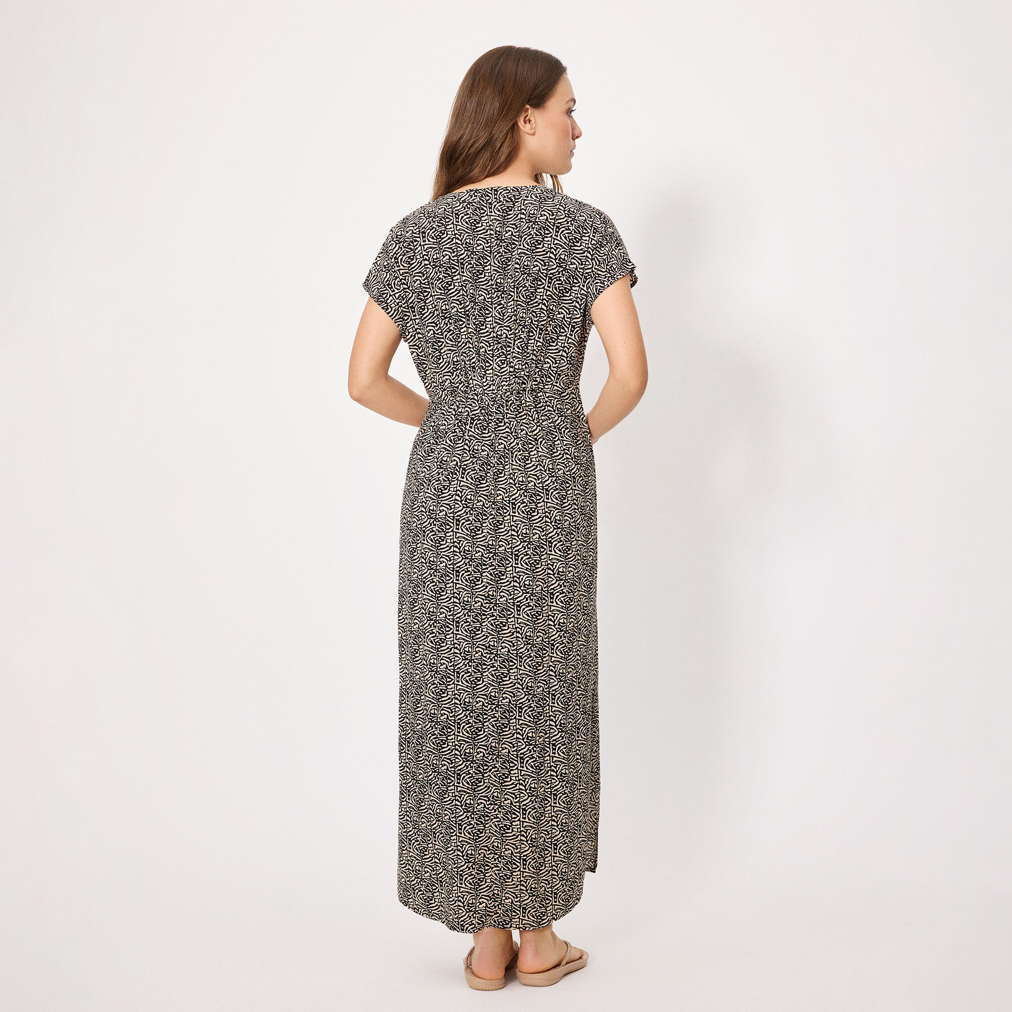 Vestido largo manga corta estampado 2/4