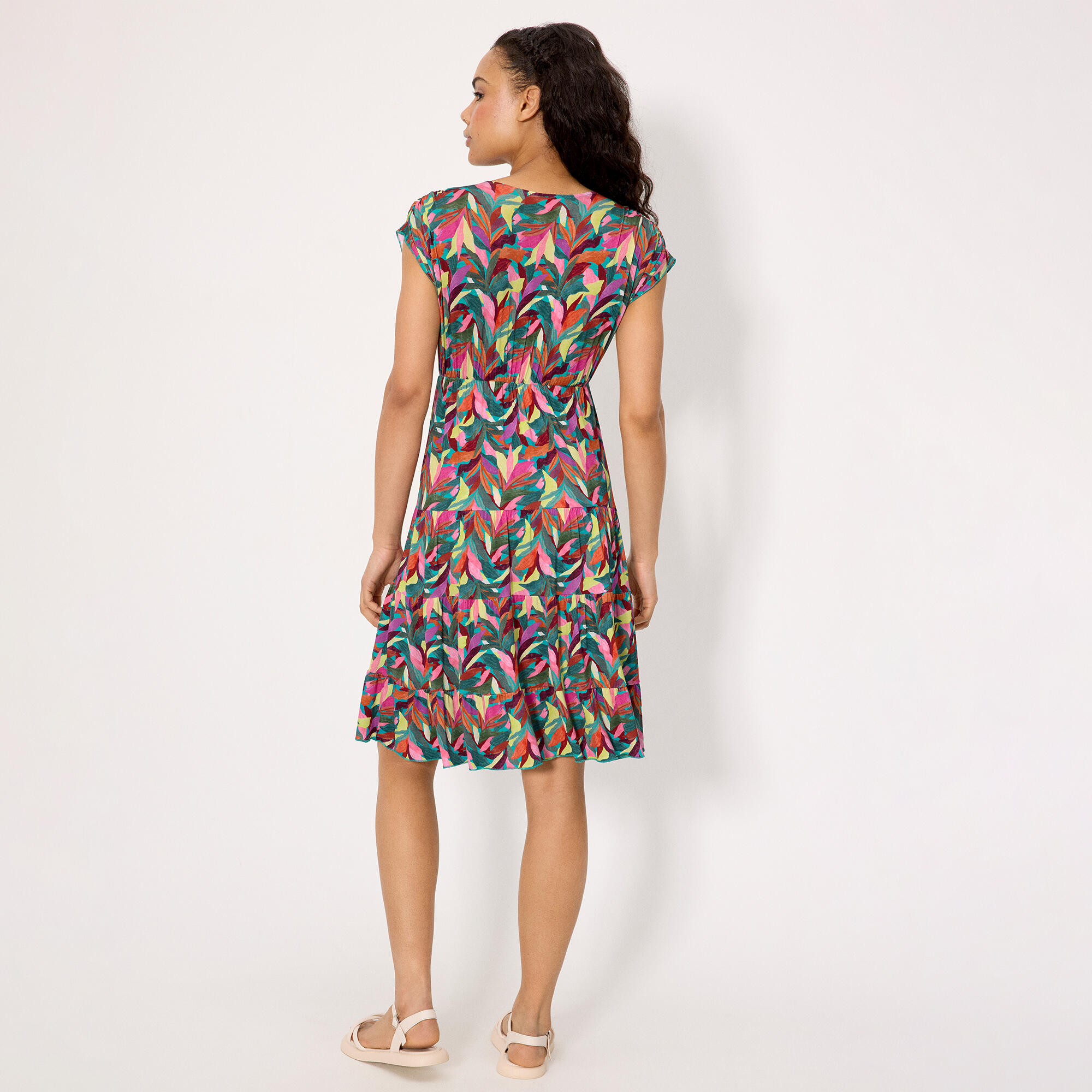 Vestido manga corta trabillas estampado 2/4