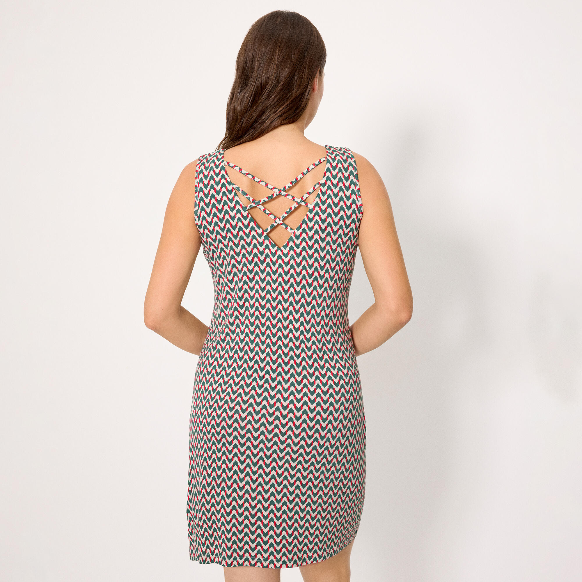 Robe courte à bretelles avec imprimé vert bouteille 2/5