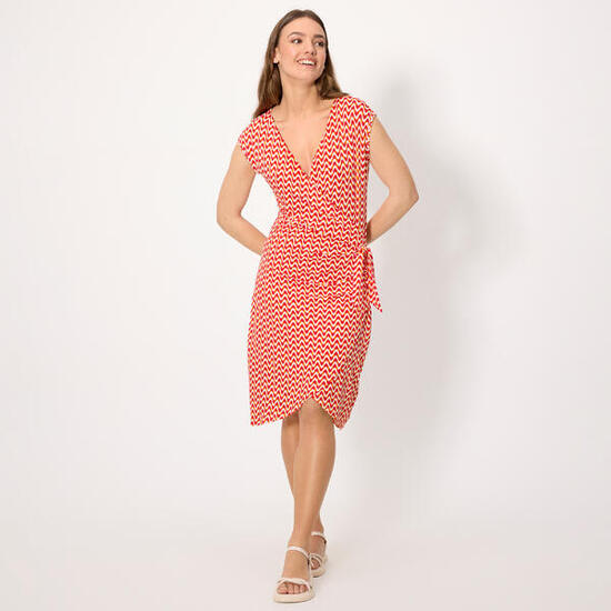 Vestido corto cruzado coral