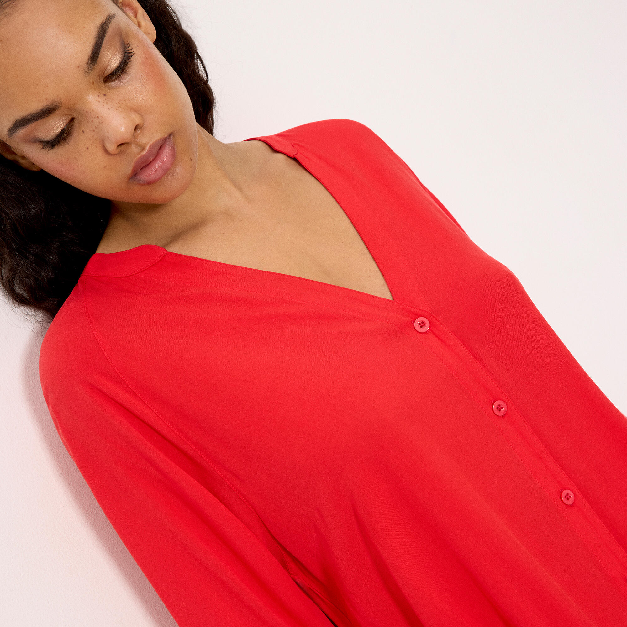 Camisa larga media manga coral 3/4