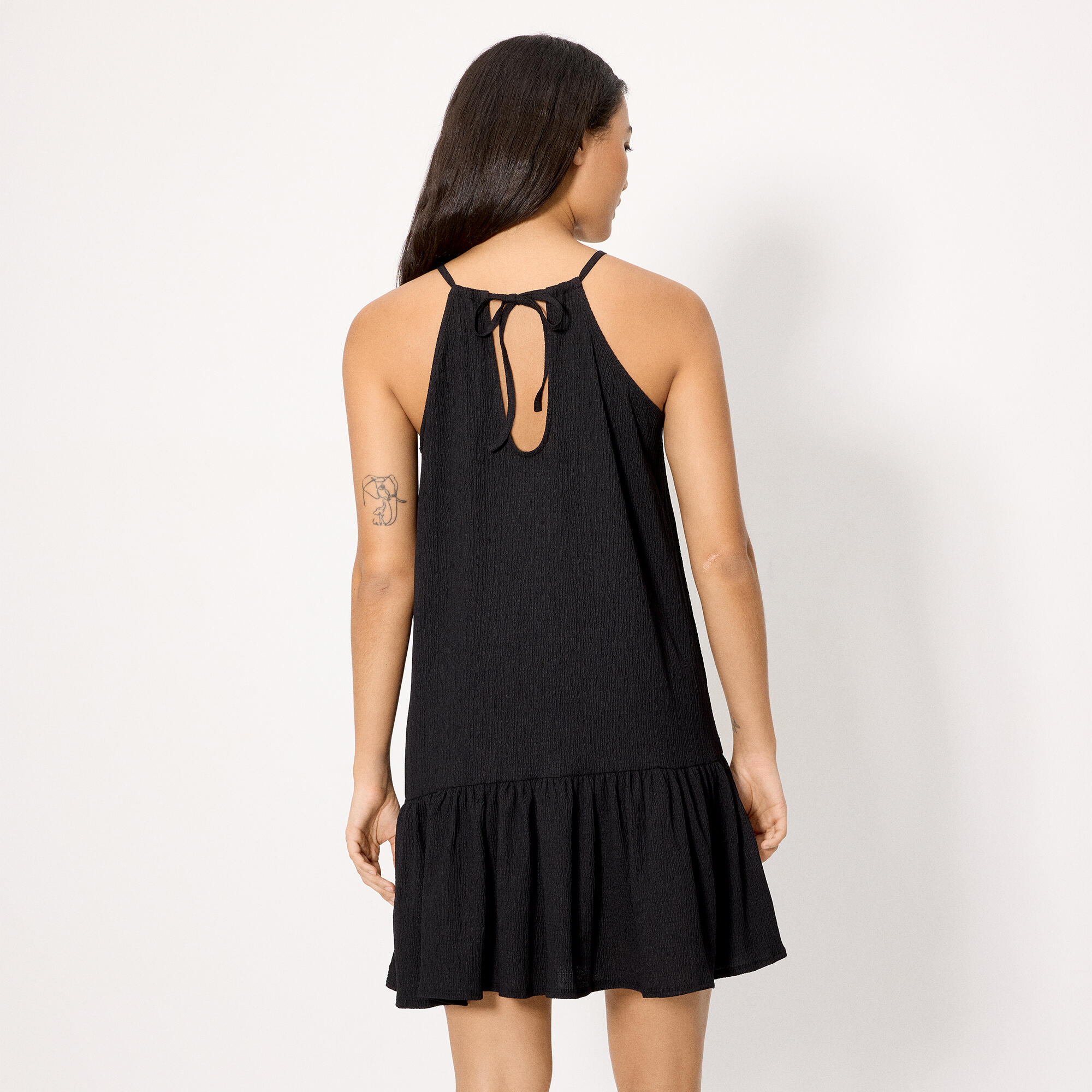 Vestido corto ligero tirantes negro 2/5
