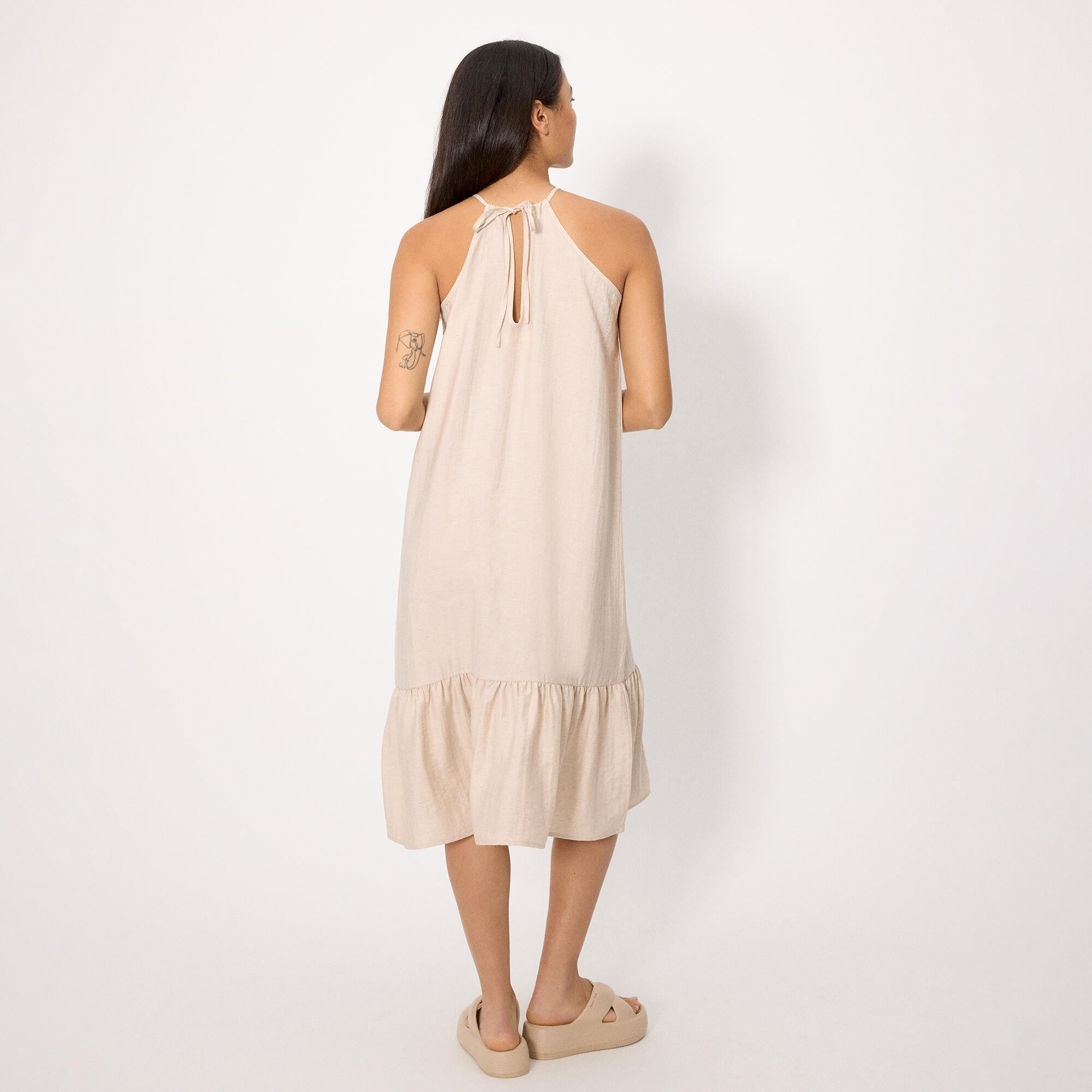 Robe longue droite en lin 2/4