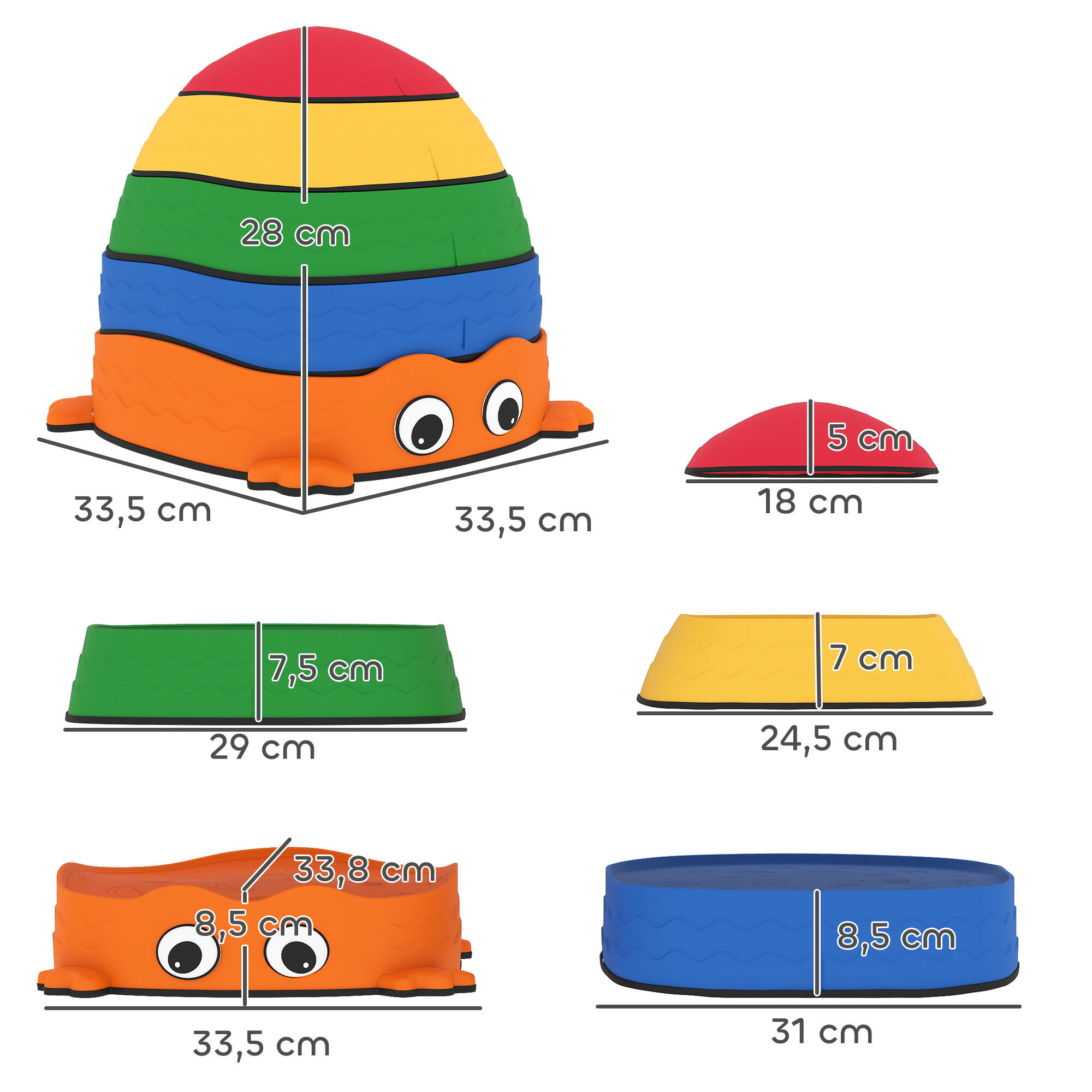 Bloques de Equilibrio AIYAPLAY 33.5x33.5x28 cm Multicolor 3/5