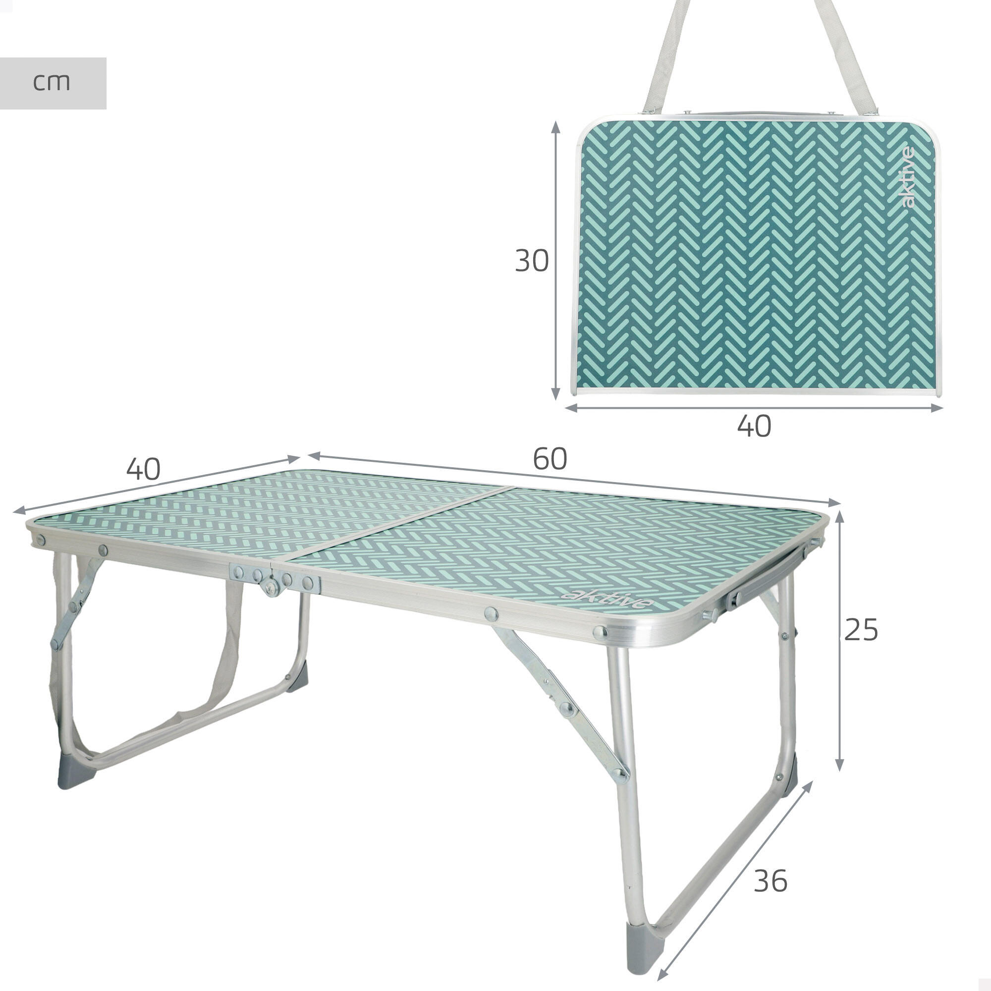 Aktive Mesa de camping plegable con asa para transporte 60x40x25 cm 4/7