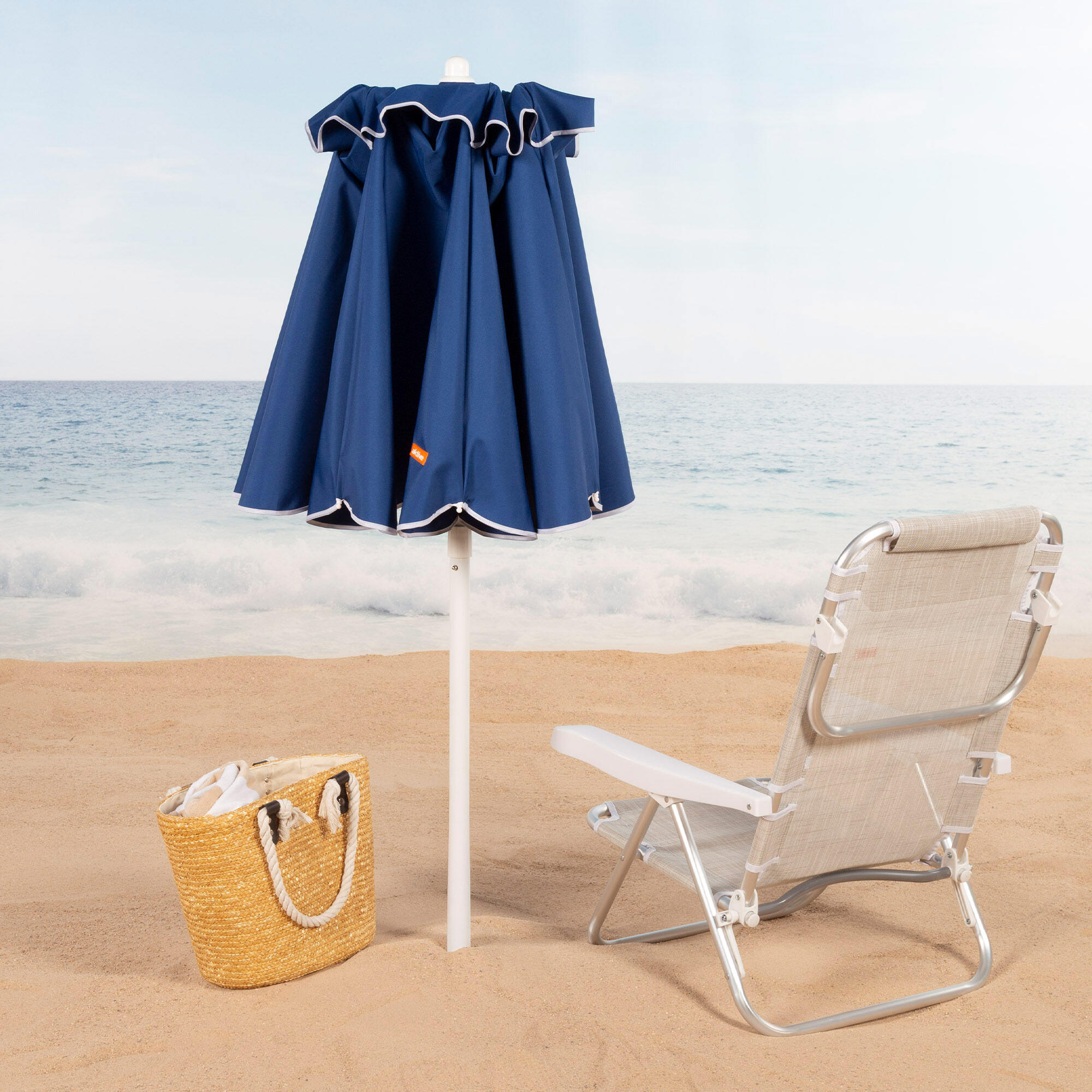 Aktive Sombrilla playa 8 varillas 200 cm azul plegado compacto 7/7