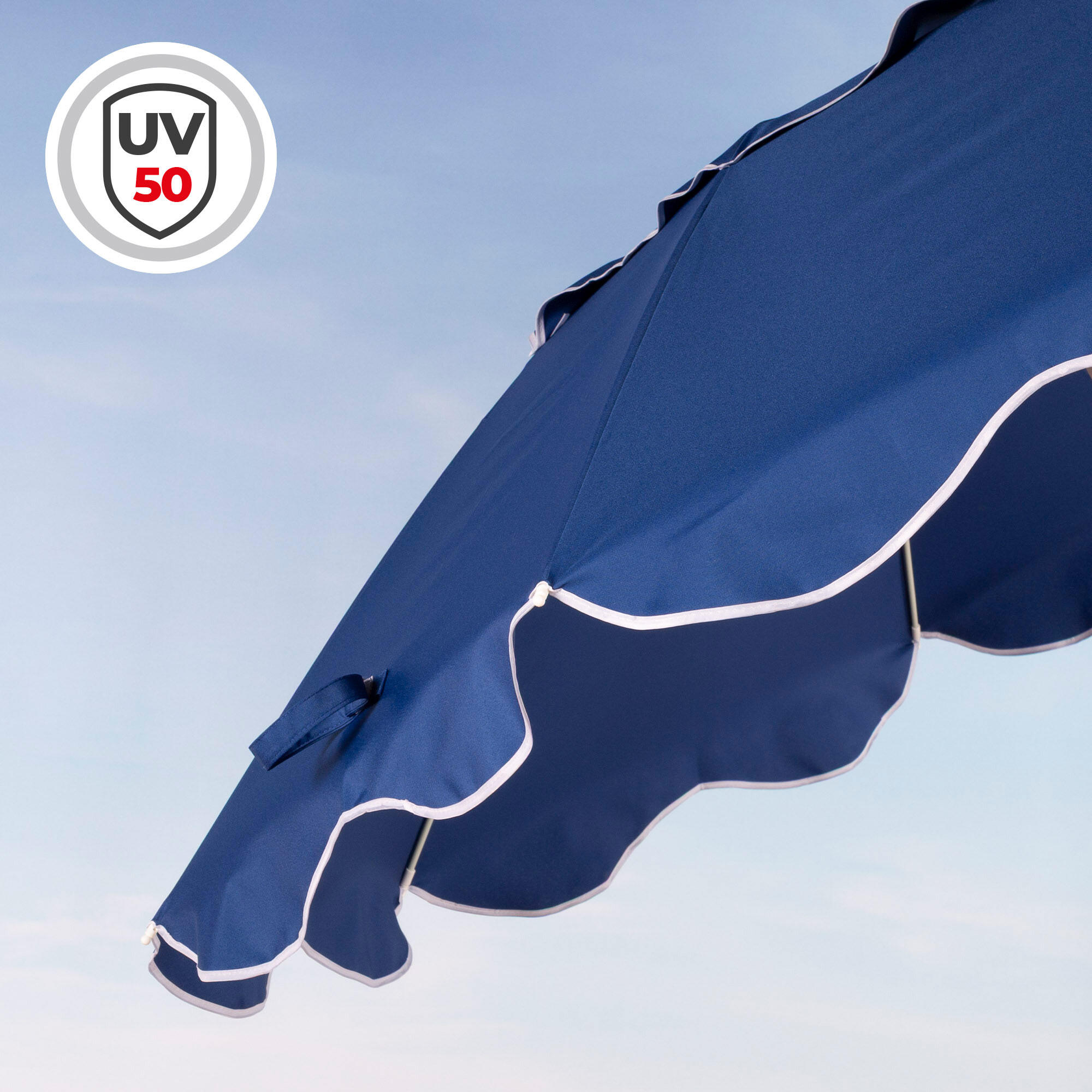 Aktive Sombrilla playa 8 varillas 200 cm azul plegado compacto 5/7
