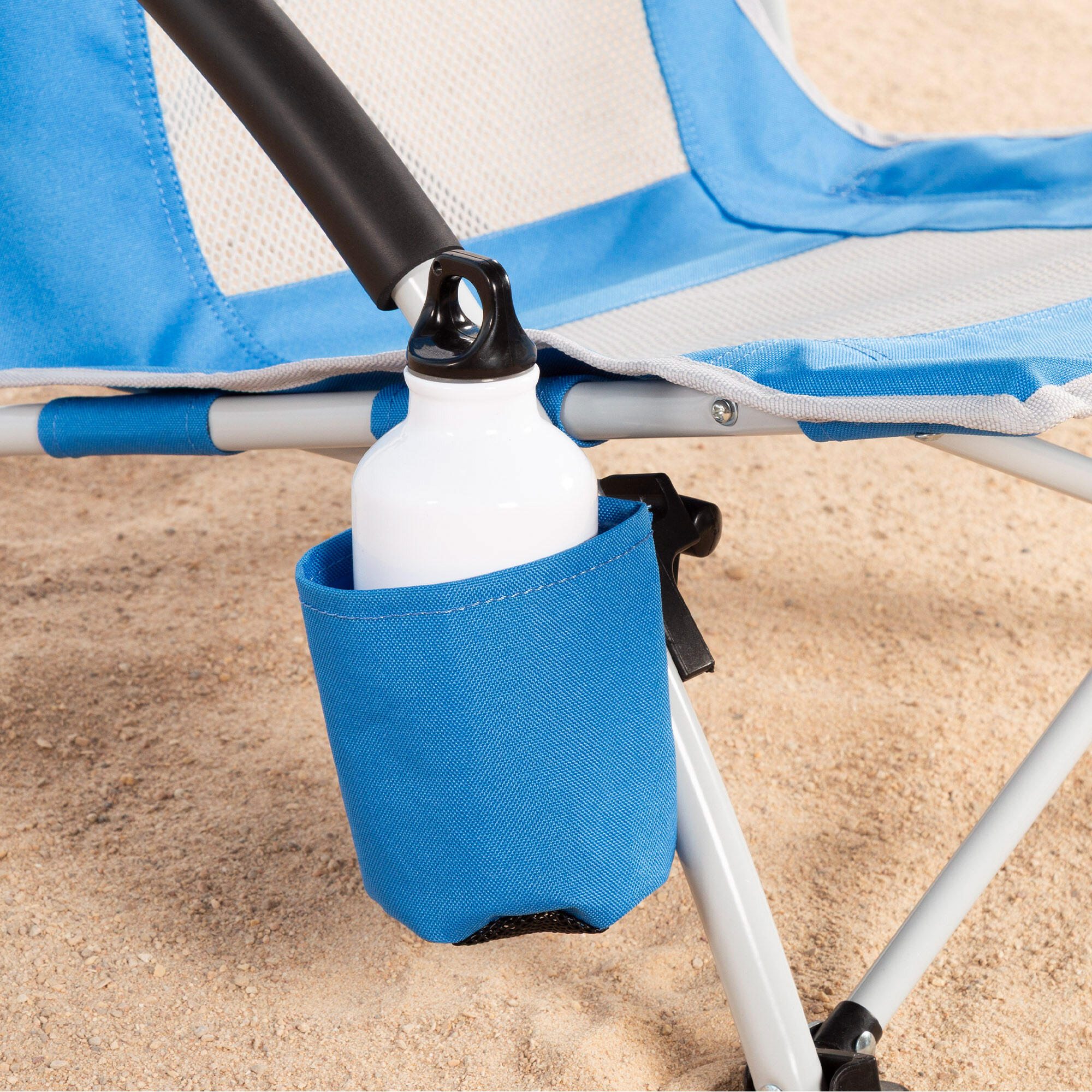 Aktive Cadeira dobrável com guarda-sol e suporte para copos 50x49x65 cm azul 7/7