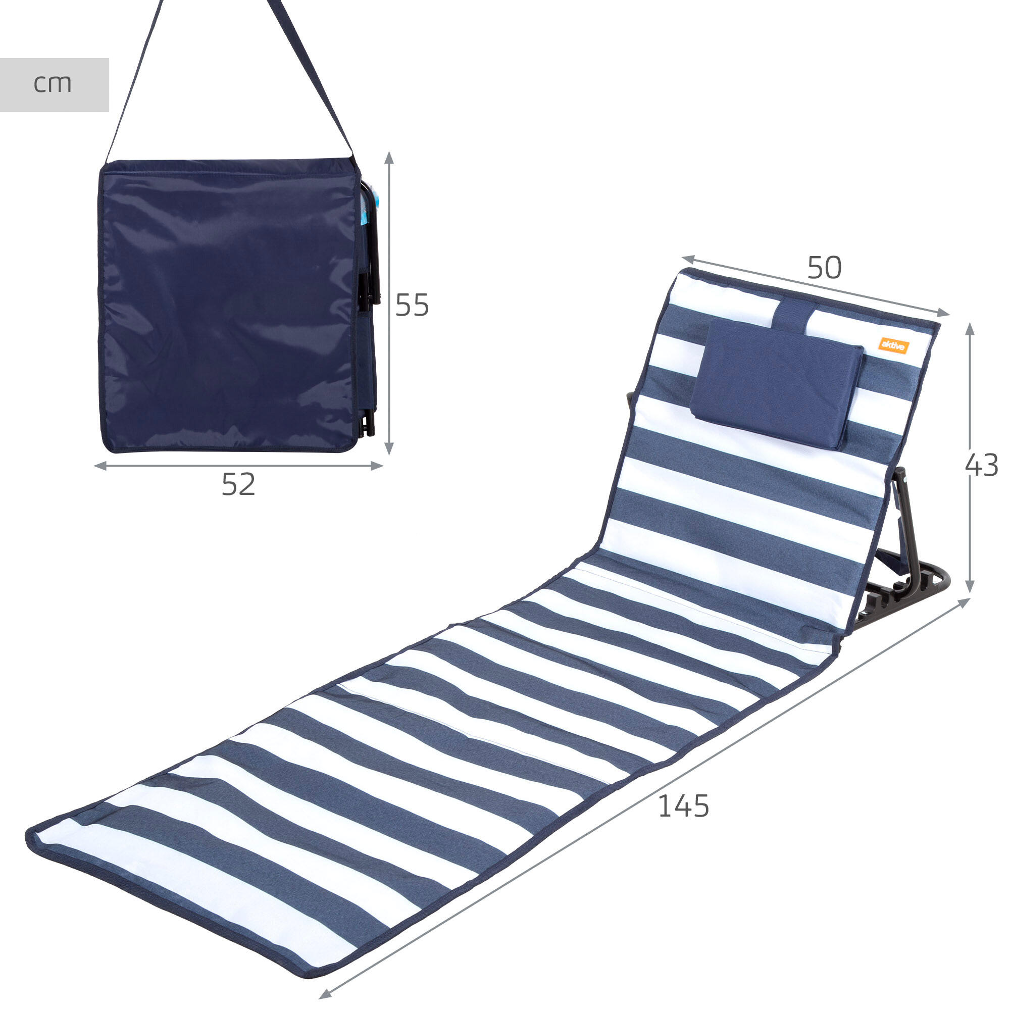 Aktive Esterilla plegable reclinable con cojín 145x50x43 cm 4/7