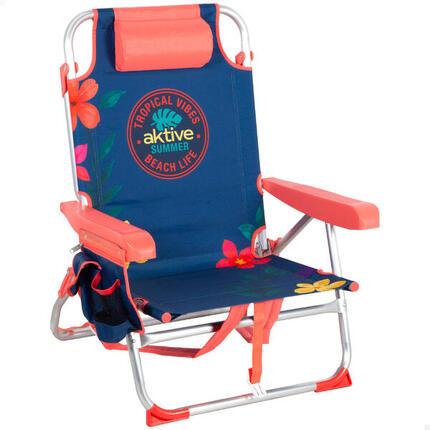 Chaise de plage pliante multipositions 50x54x80 cm avec poches