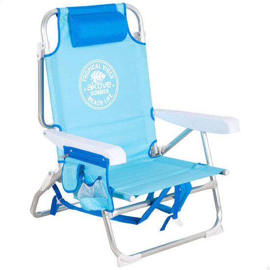 Aktive Sedia da spiaggia bassa multiposizione zaino da spiaggia 50x54x80 cm blu